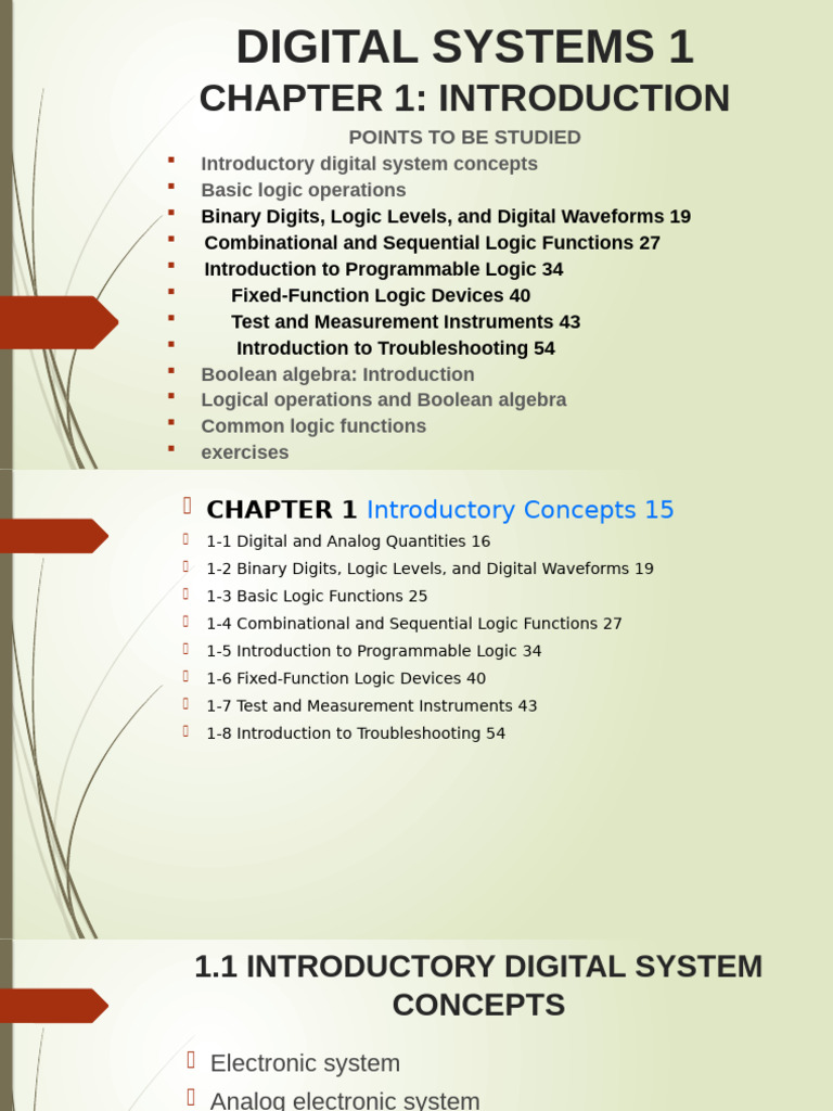 Digital Systems 1.chap1 (Autosaved) | PDF | Boolean Algebra | Teaching ...