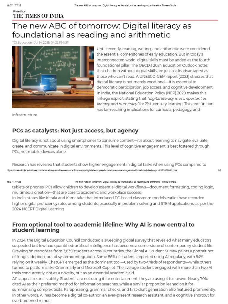 The New ABC of Tomorrow - Digital Literacy As Foundational As Reading ...