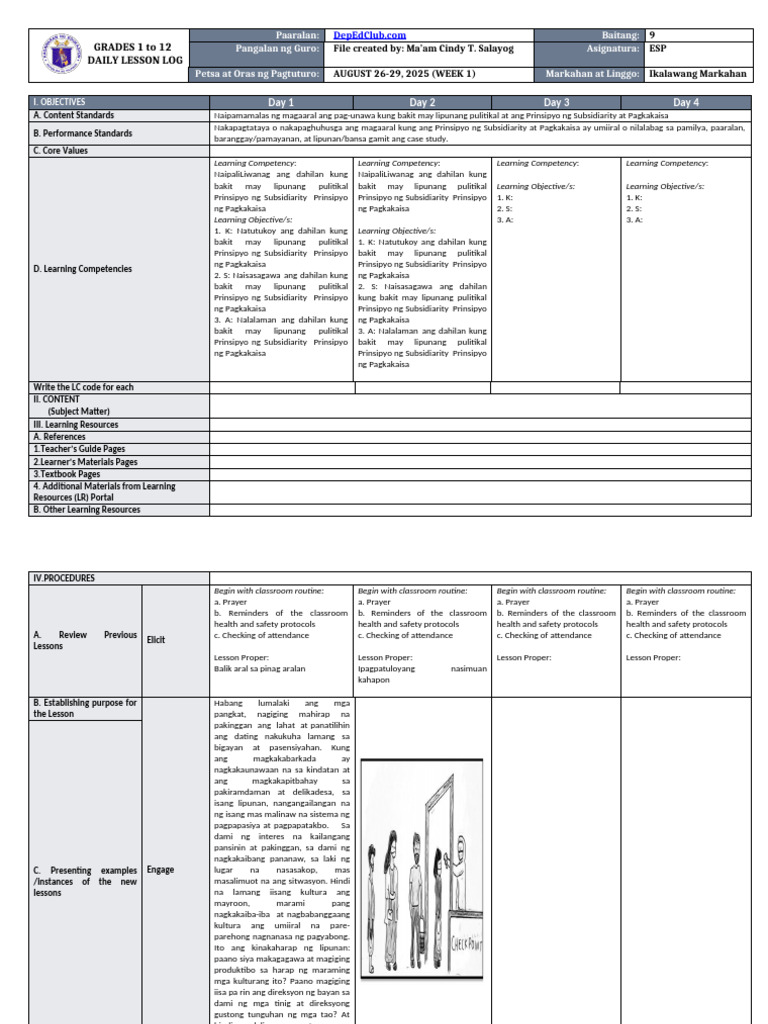 DLL - Esp 9 - Q2 - W1 | PDF