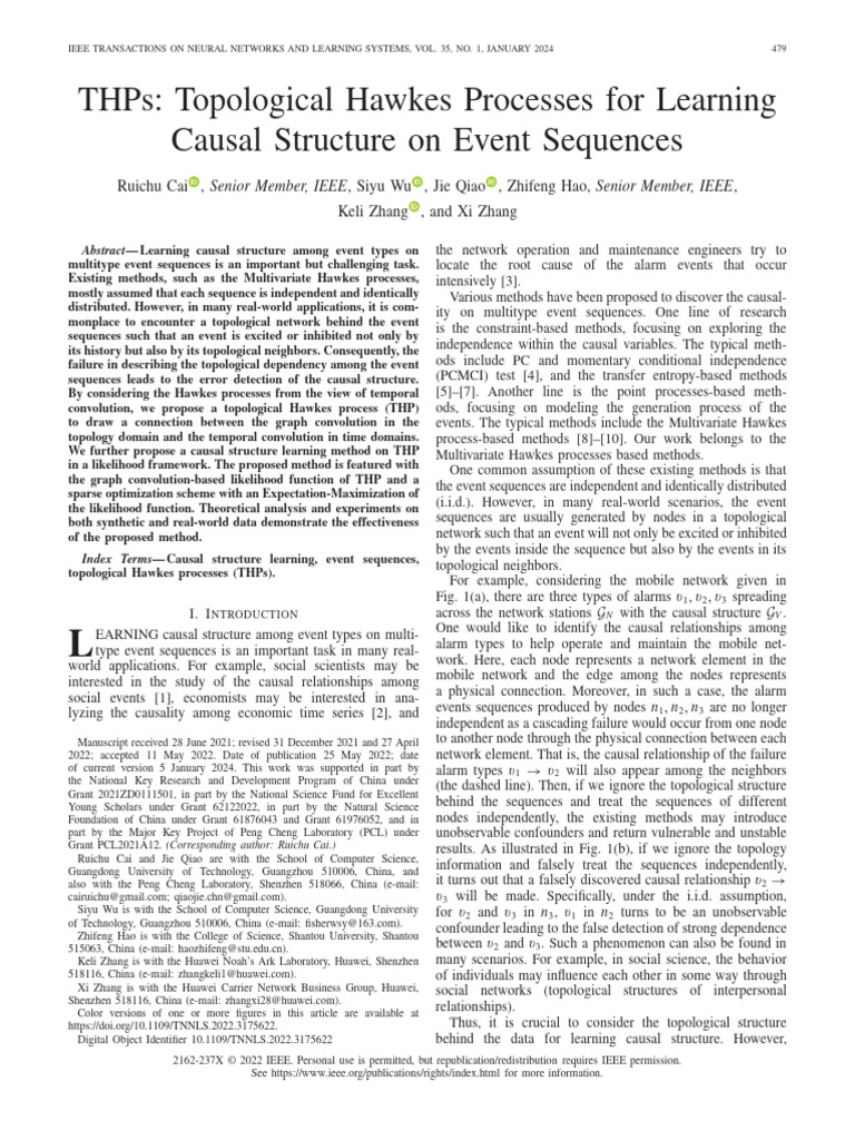 Cai 2024 Thps Topological Hawkes Processes F | PDF | Causality ...