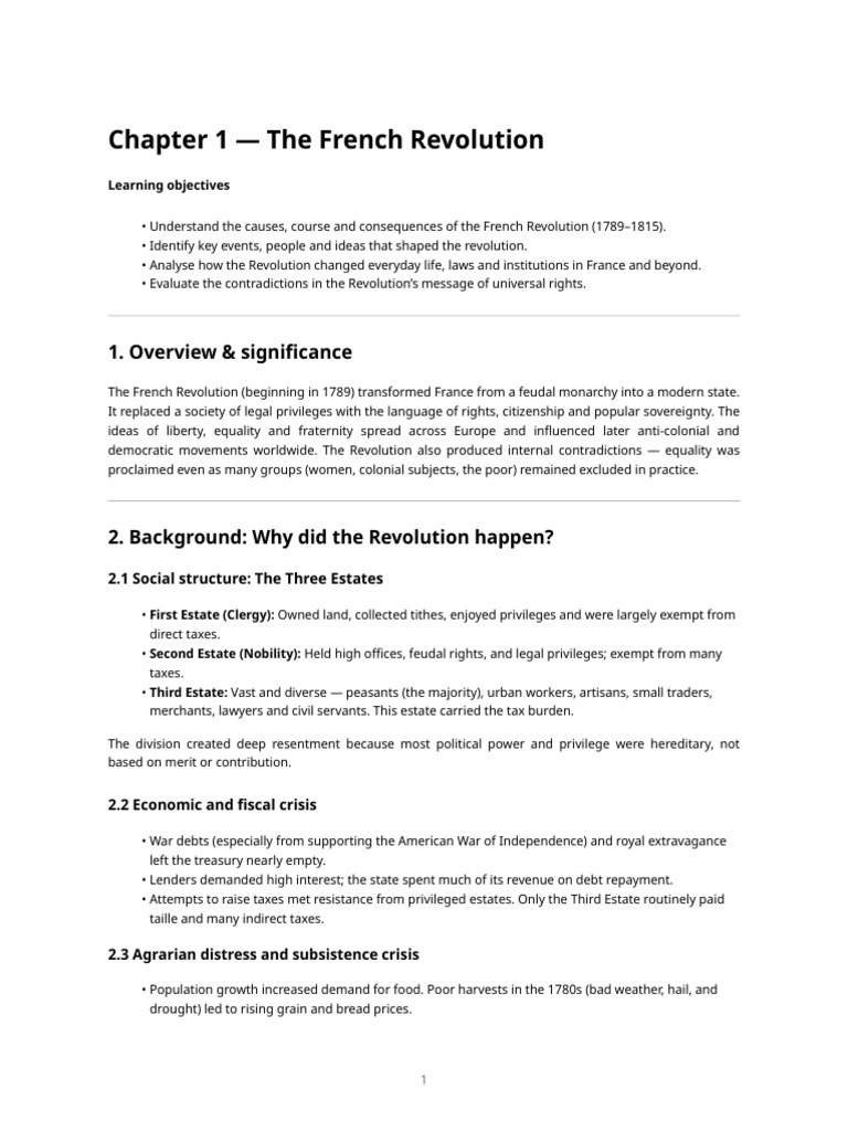 Overview of the French Revolution | PDF | Reign Of Terror | French ...
