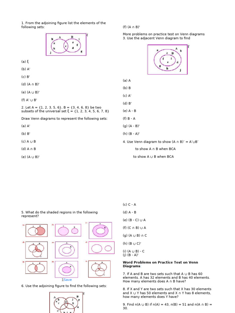 Venn Diagram Practice Test Solutions | PDF | Chess | Chess Theory