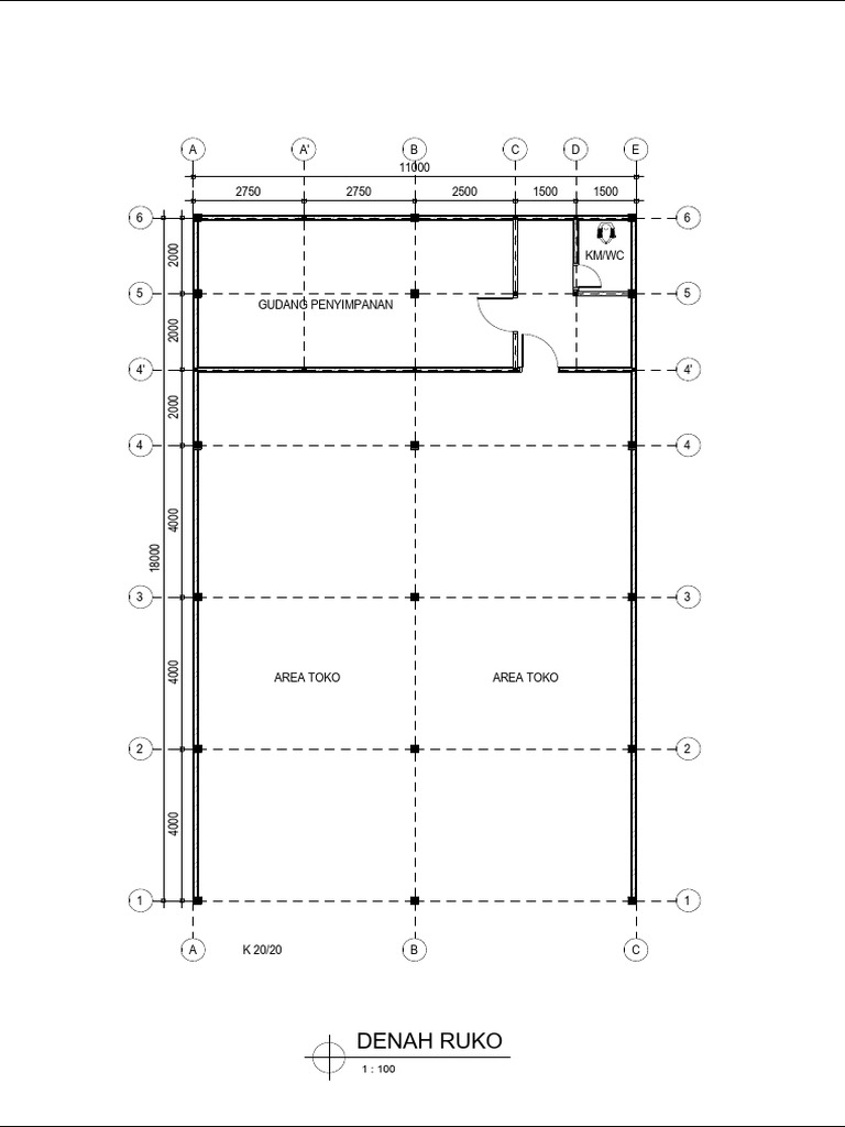 Denah Ruko Layout Plan 1:100 | PDF