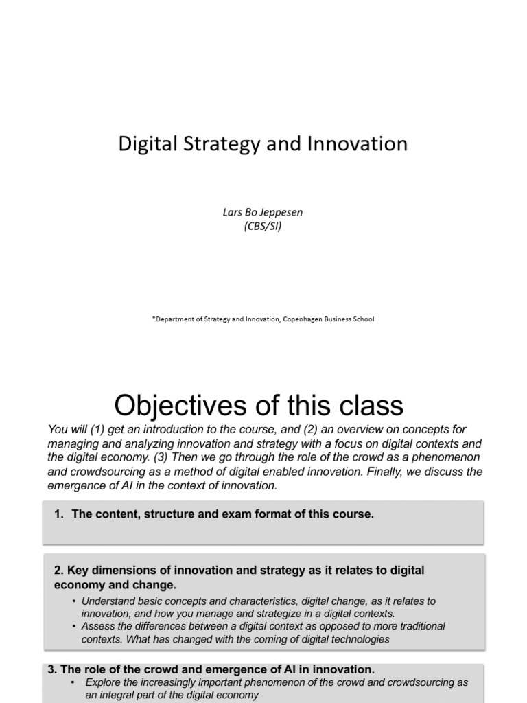 Digital Strategy and Innovation Course Overview | PDF | Artificial ...
