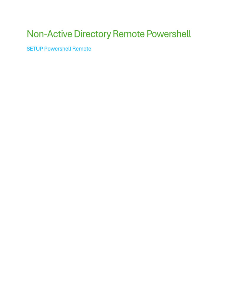Non-AD Remote PowerShell Setup Guide | PDF