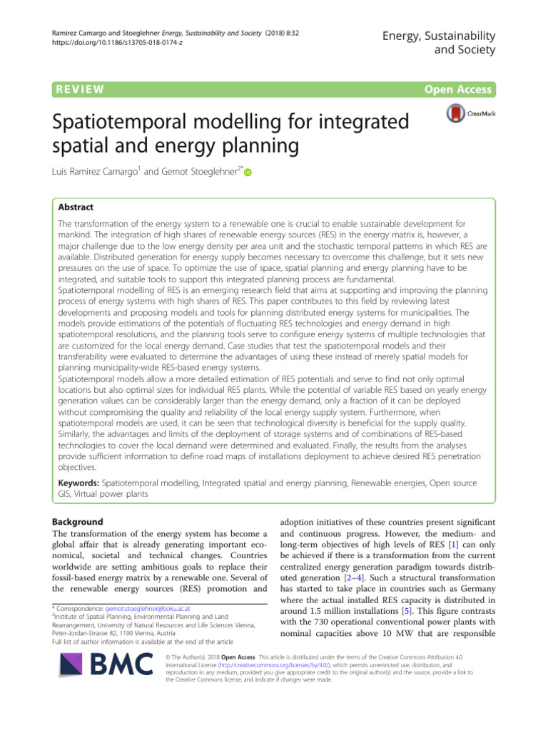Spatiotemporal Modelling For Integrated Spatial and Energy Planning ...