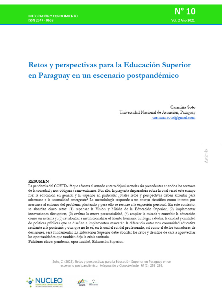 Retos de la Educación Superior en Paraguay | PDF | Aprendizaje | Maestros