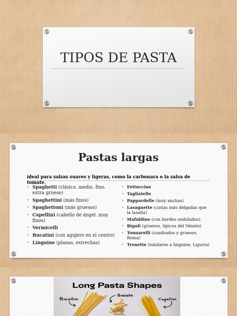 Tipos de Pasta | PDF | Pasta | Cocina asiática