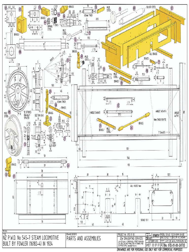 Parts and Assemblies BUILT BY FOWLER (16182-4) IN 1924 NZ P.W.D. No 545 ...