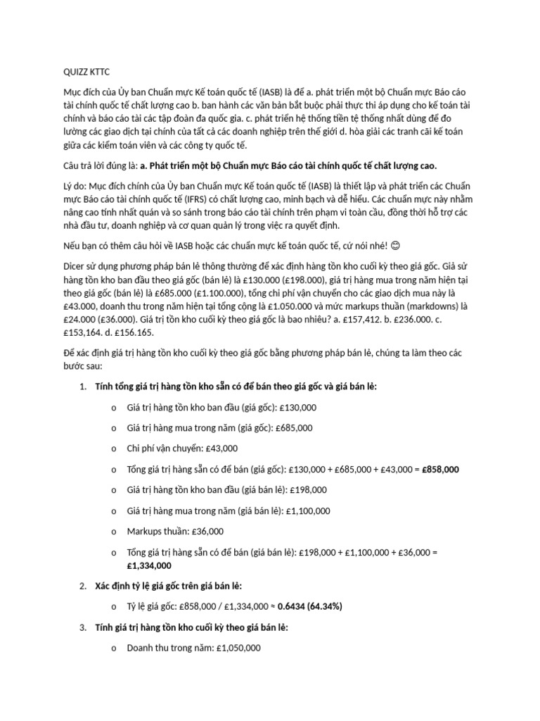 Quizz KTTC | PDF