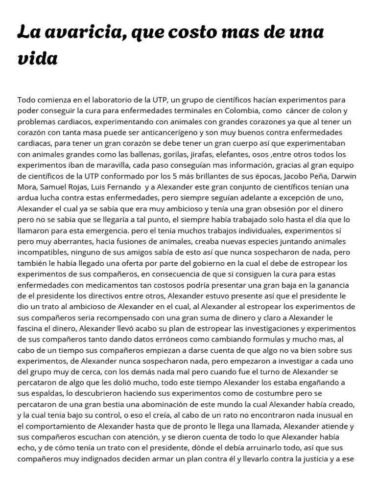 Avaricia y ciencia: un dilema ético | PDF