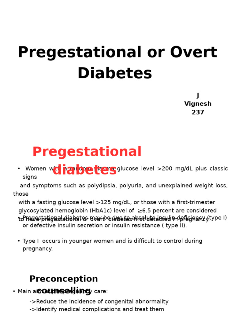 Pregestational or Overt Diabetes 20250610 173757 0000 | PDF | Diabetes ...