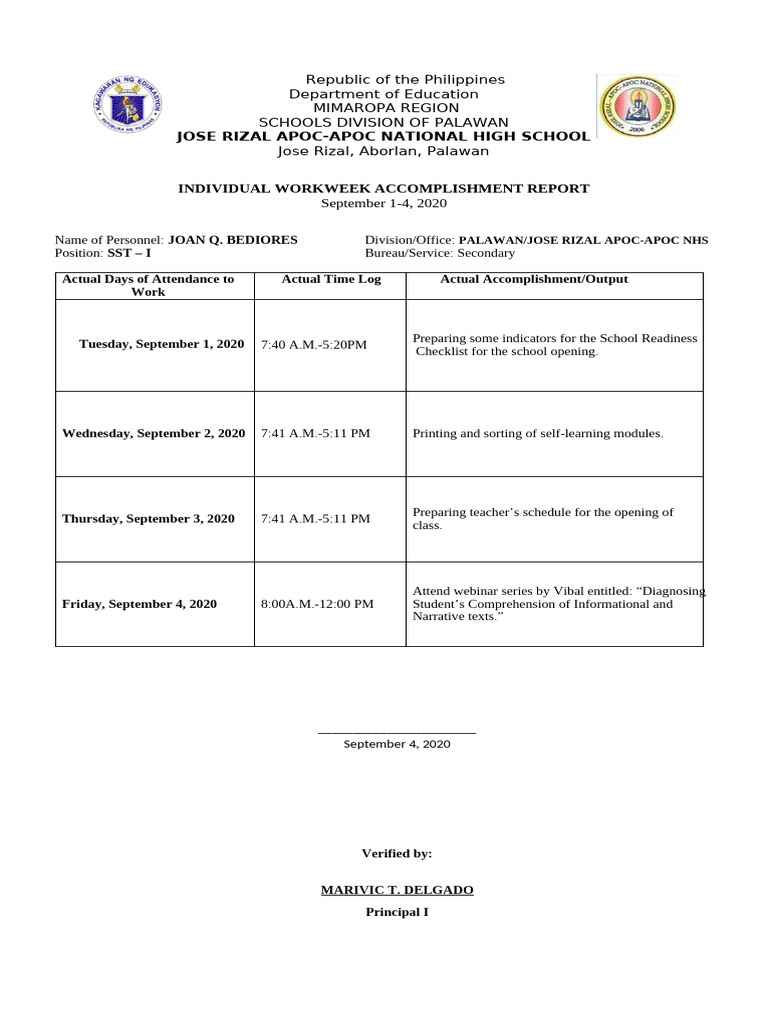 Acc. Report September | PDF | Workweek And Weekend