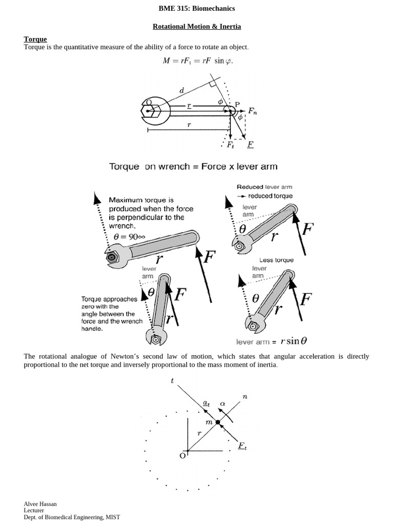 BME 315 - Angular Momentum and Inertia | PDF | Rotation Around A Fixed ...