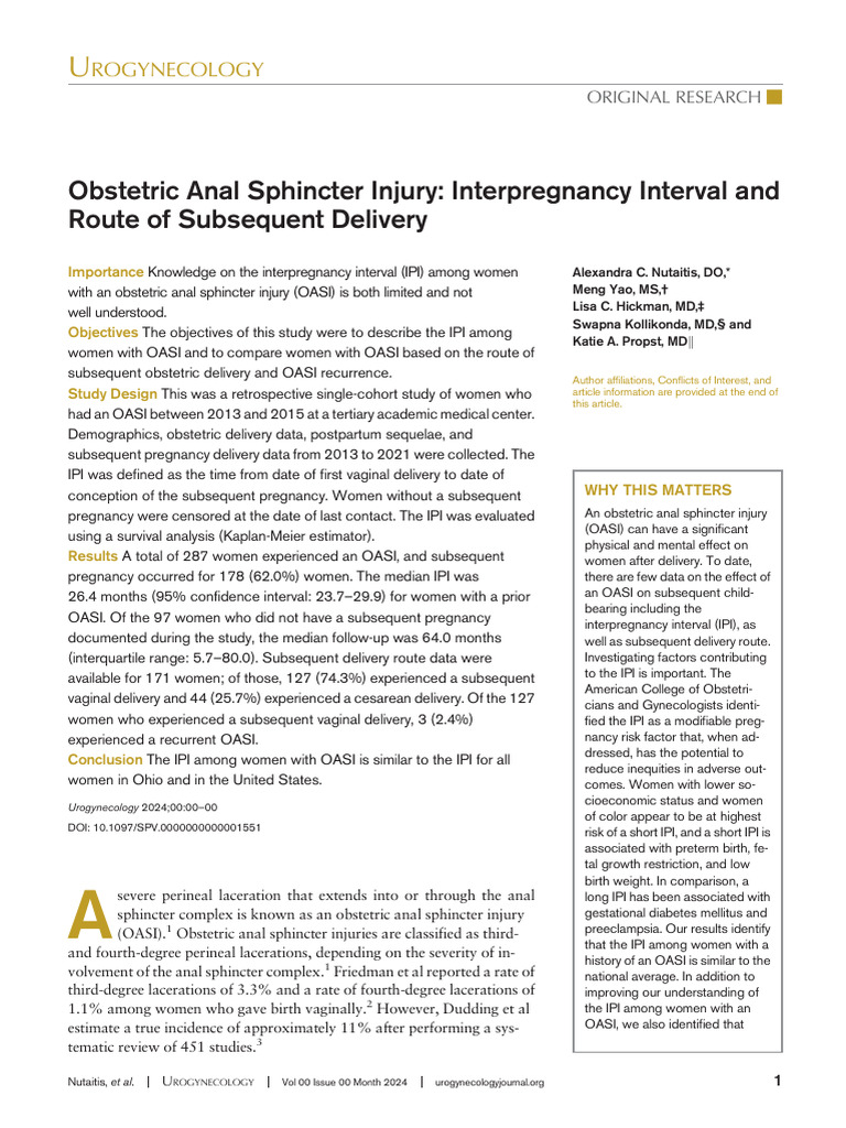 Obstetric Anal Sphincter Injury Interpregnancy.248 | PDF | Childbirth ...