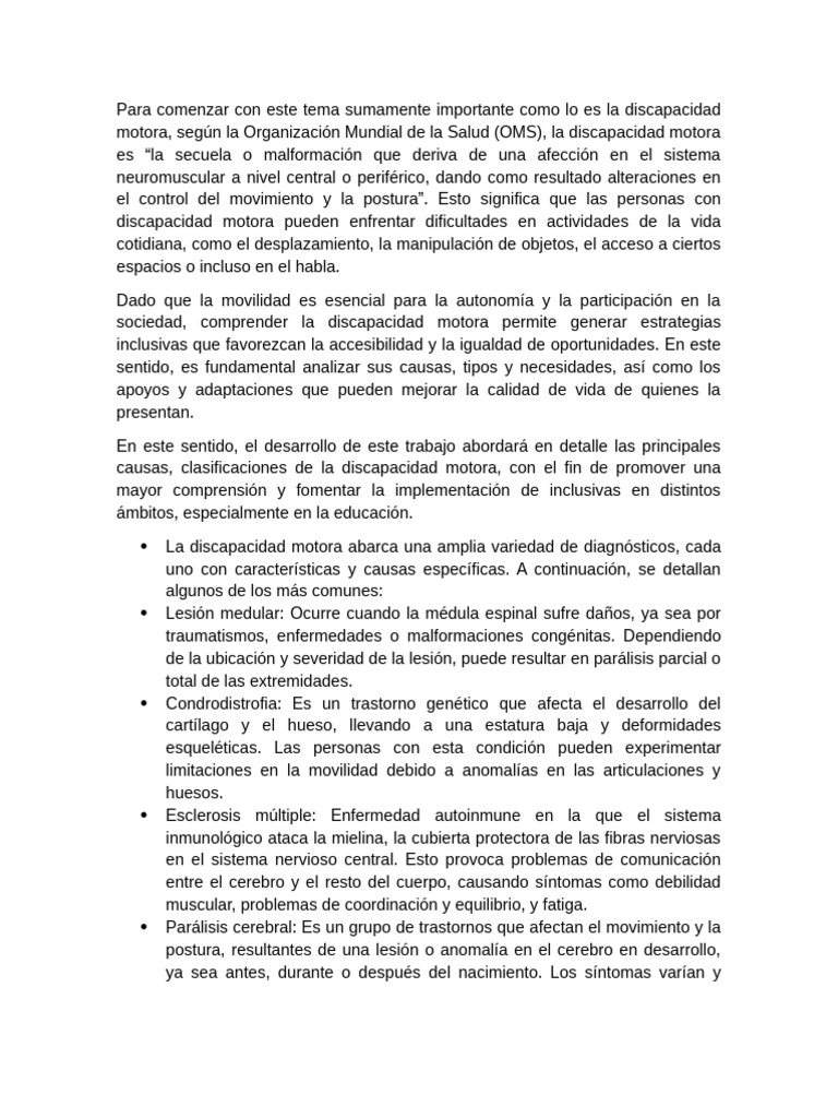 Comprendiendo la Discapacidad Motora | PDF | Invalidez | Cerebro