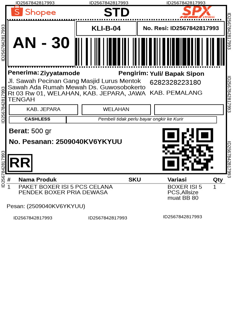 Resi Pengiriman Paket Boxer Pria | PDF
