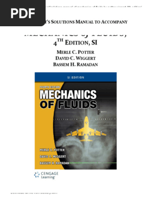 Solutions Manual of Mechanics of Fluids by Potter & Wiggert - 4th