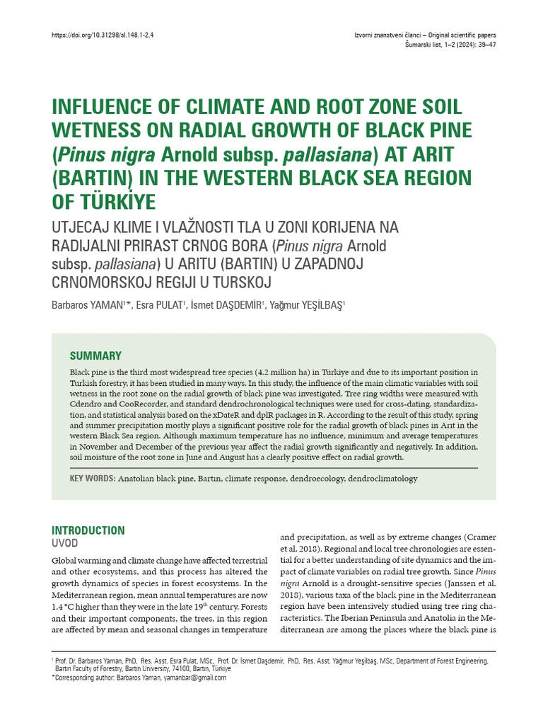 Influence of Climate and Root Zone Soil Wetness on Radial Growth of ...