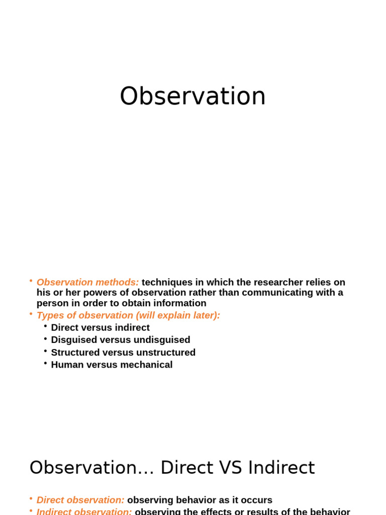 Types and Methods of Observation Techniques | PDF