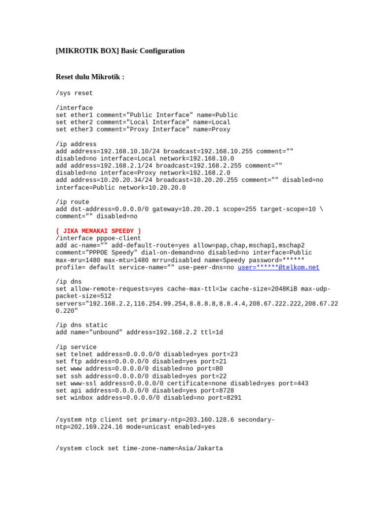 MikroTik Basic Configuration Guide | PDF | Proxy Server | Firewall ...