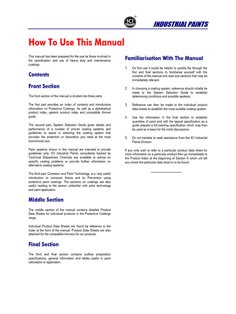Industrial Paints Manual Guide | PDF | Paint | Data