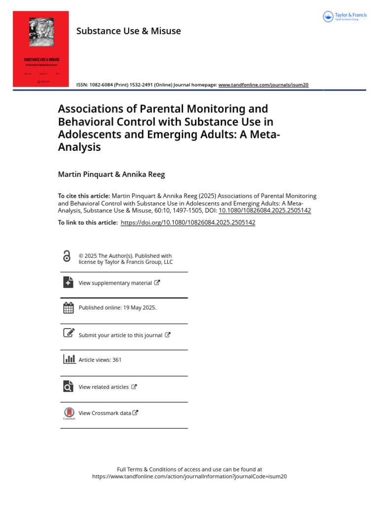 Parental Monitoring's Impact on Youth Substance Use | PDF | Substance ...