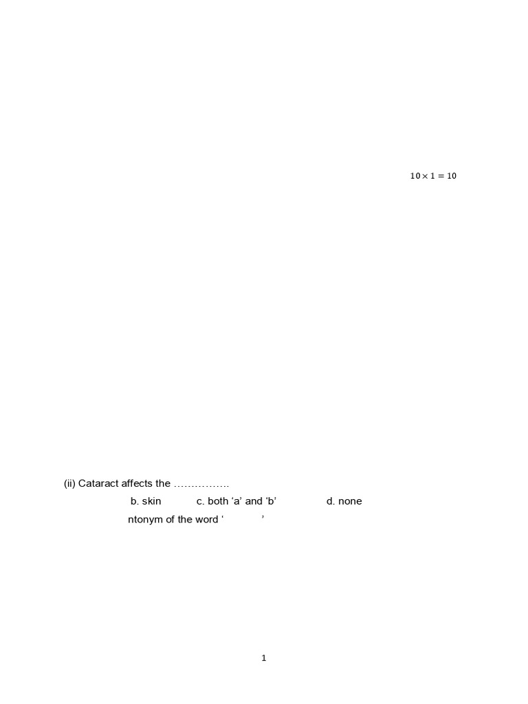 Class XII General English Model Test Paper | PDF | Cataract | Eye