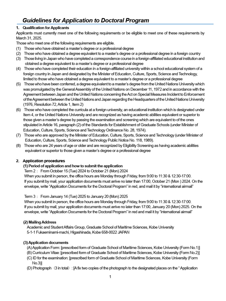Doctoral Program Application Guidelines | PDF | Academic Degree ...
