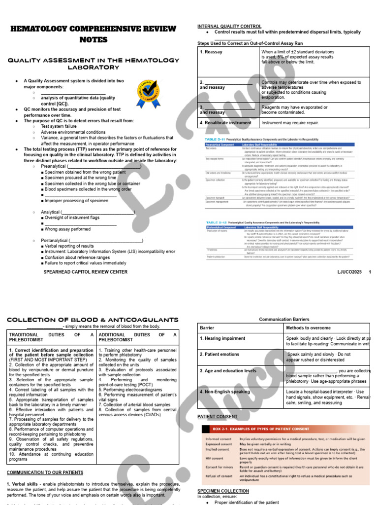 Hema 1&2 Mtap Notes 2025 | PDF | Medical Specialties | Hematology