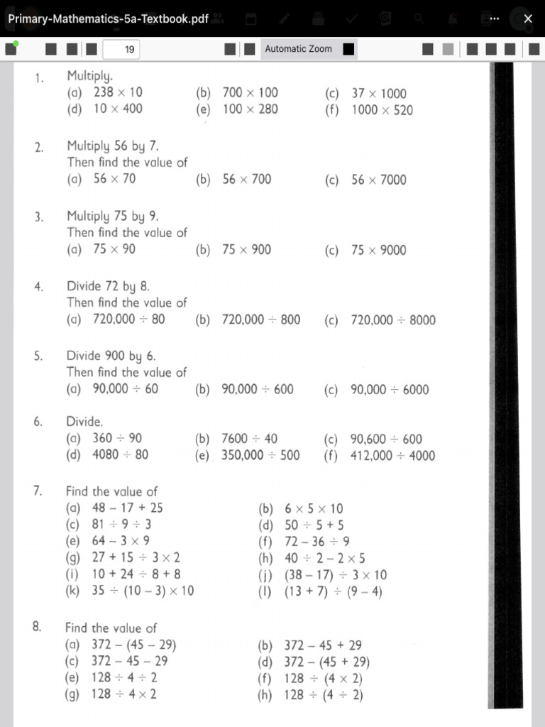 Primary Mathematics 5A Resources | PDF