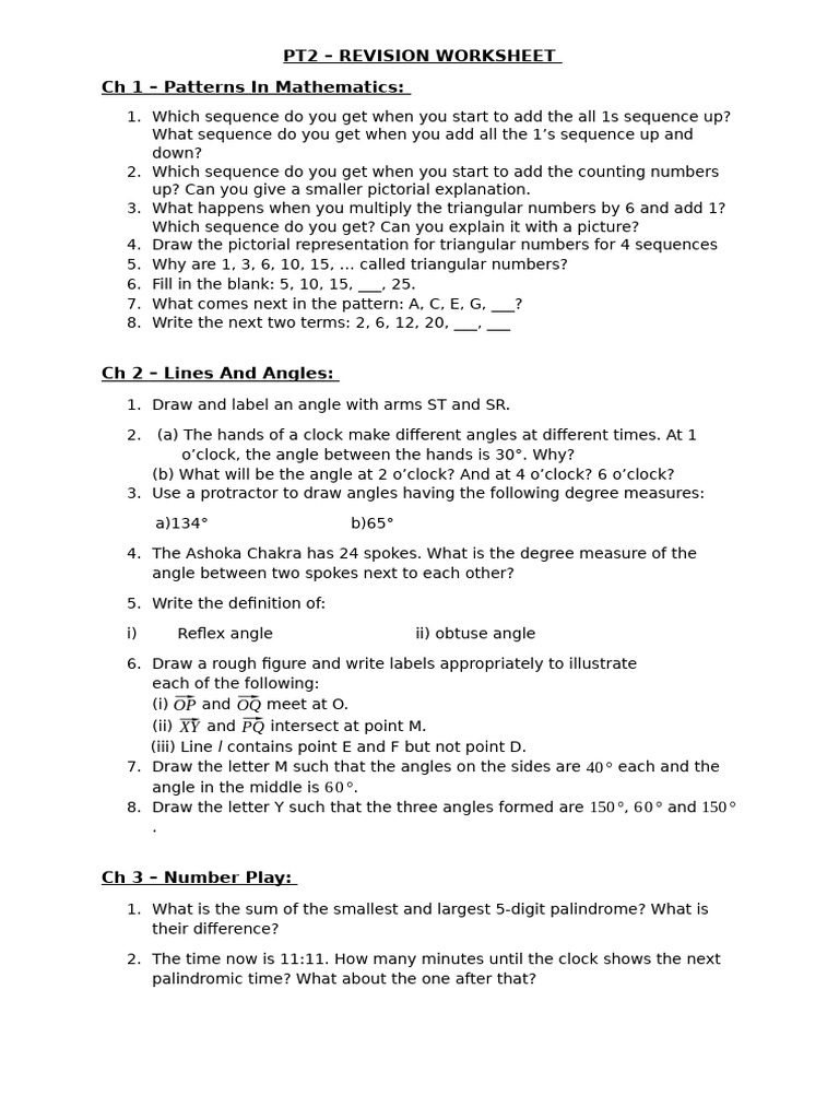 Math Patterns and Concepts Worksheet | PDF | Elementary Mathematics ...