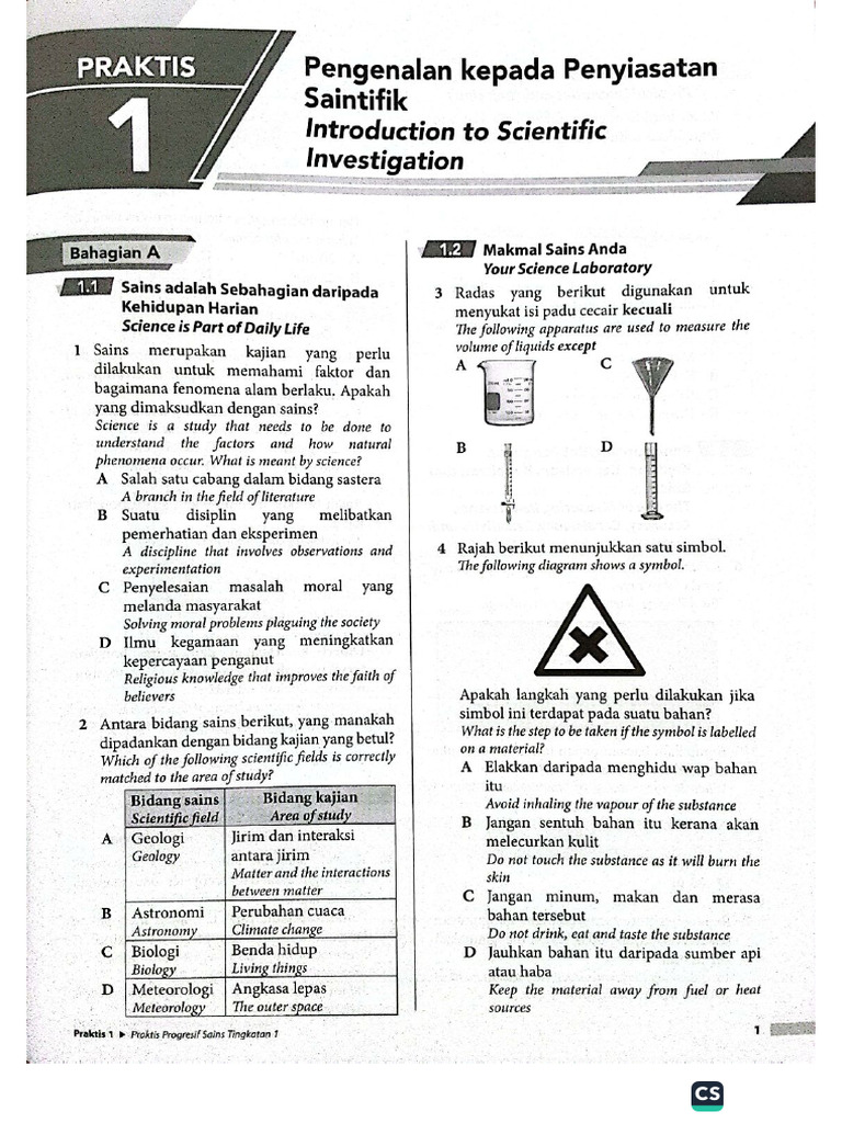 Latihan Ulangkaji Sains t1 - Bab 1 - Bab 3 | PDF