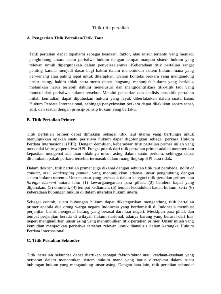 Titik Pertalian dalam Hukum Perdata Internasional | PDF