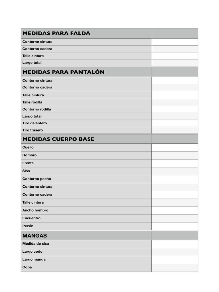 Guía de Medidas de Ropa Esencial | PDF