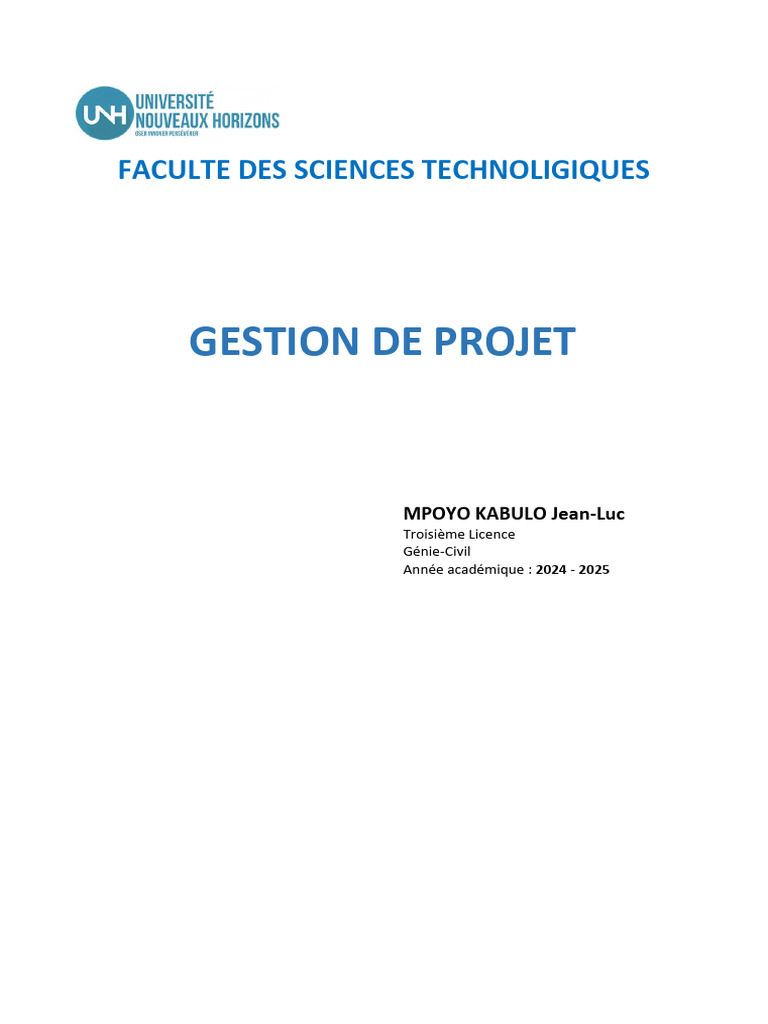 Gestion de projet en génie civil 2024 | PDF