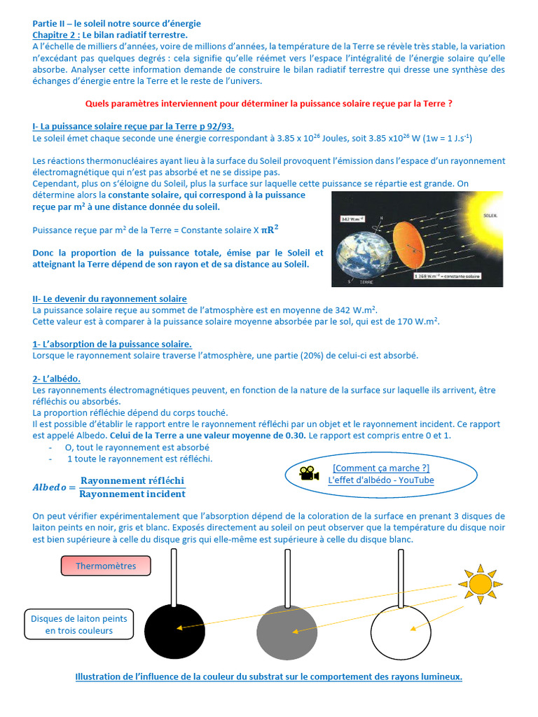 Bilan radiatif terrestre et constante solaire | PDF | Effet de serre ...