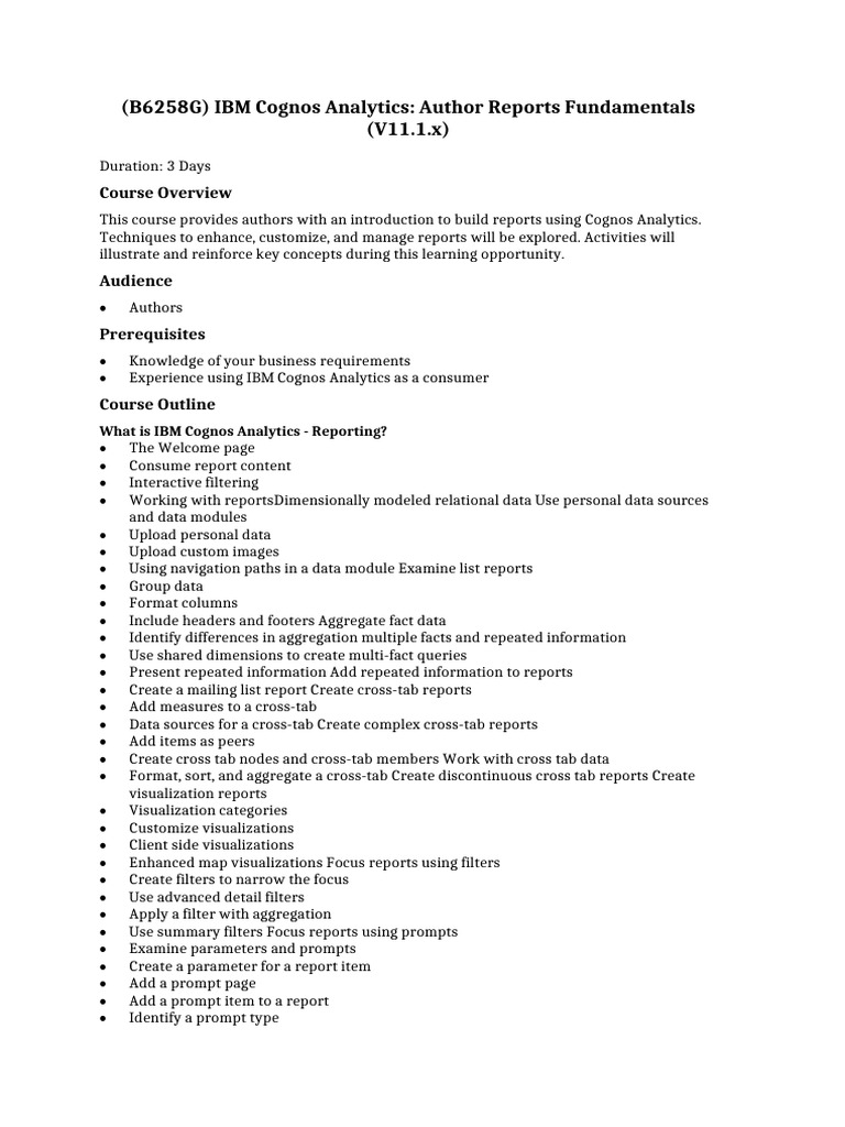IBM Cognos Analytics Report Authoring Guide | PDF | Data | Page Layout