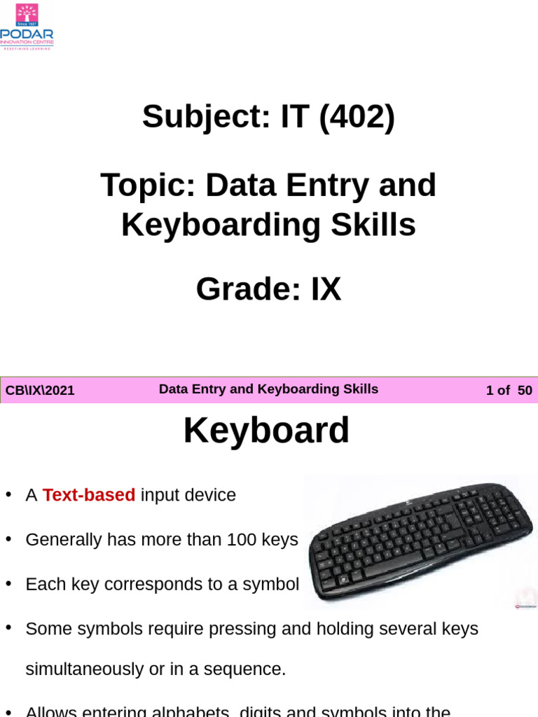 Data Entry & Keyboarding Skills Guide | PDF | Computer Keyboard ...