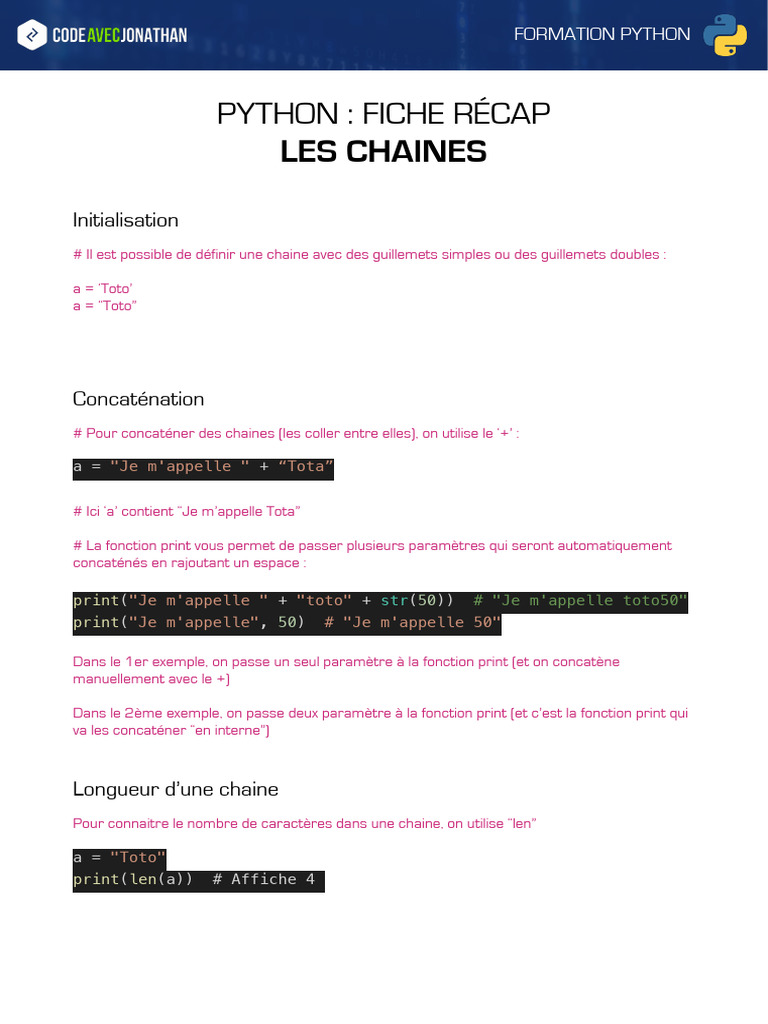 Guide sur les chaînes en Python | PDF