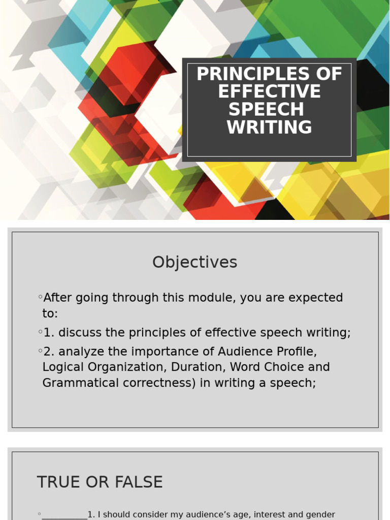 Effective Speech Writing Principles | PDF | Speech | Jargon
