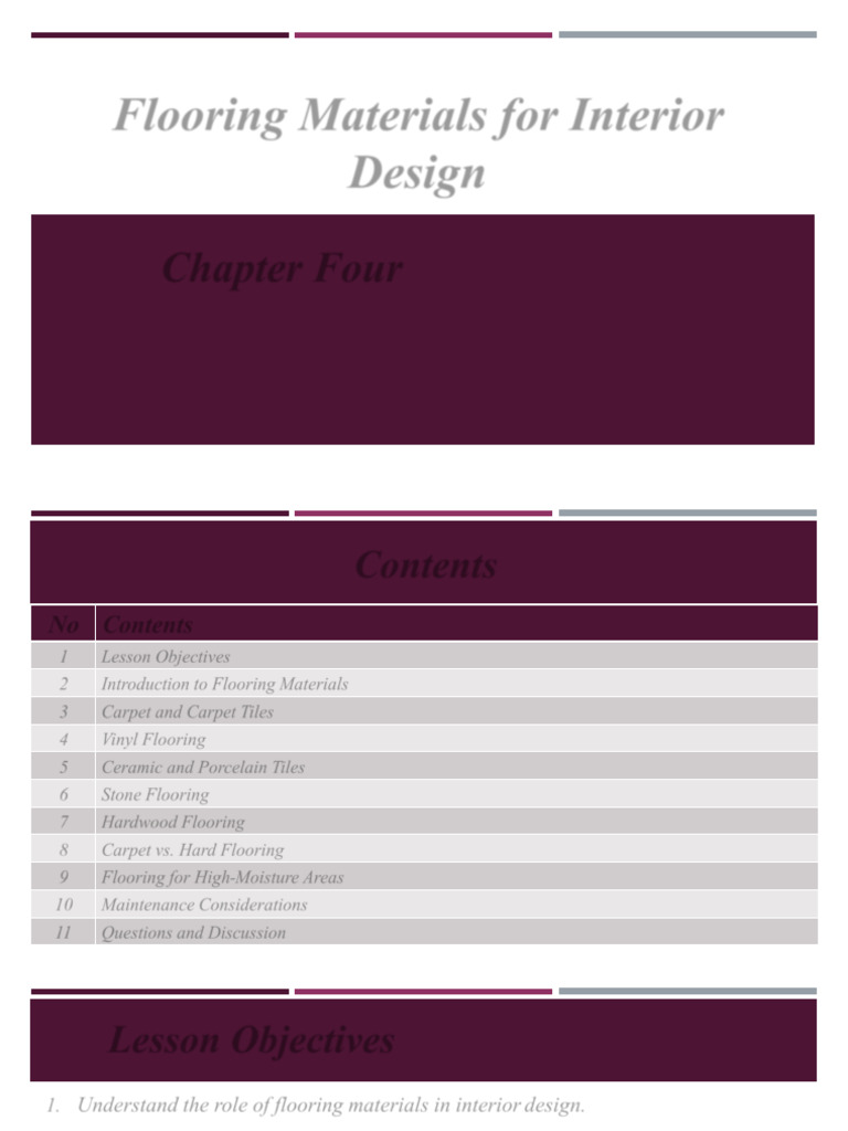 Chapter Four Flooring Materials For Interior Design | PDF | Flooring | Tile