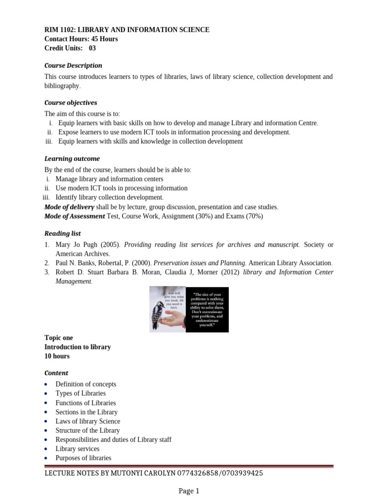Library Science Course Overview | PDF | Libraries | Bibliography