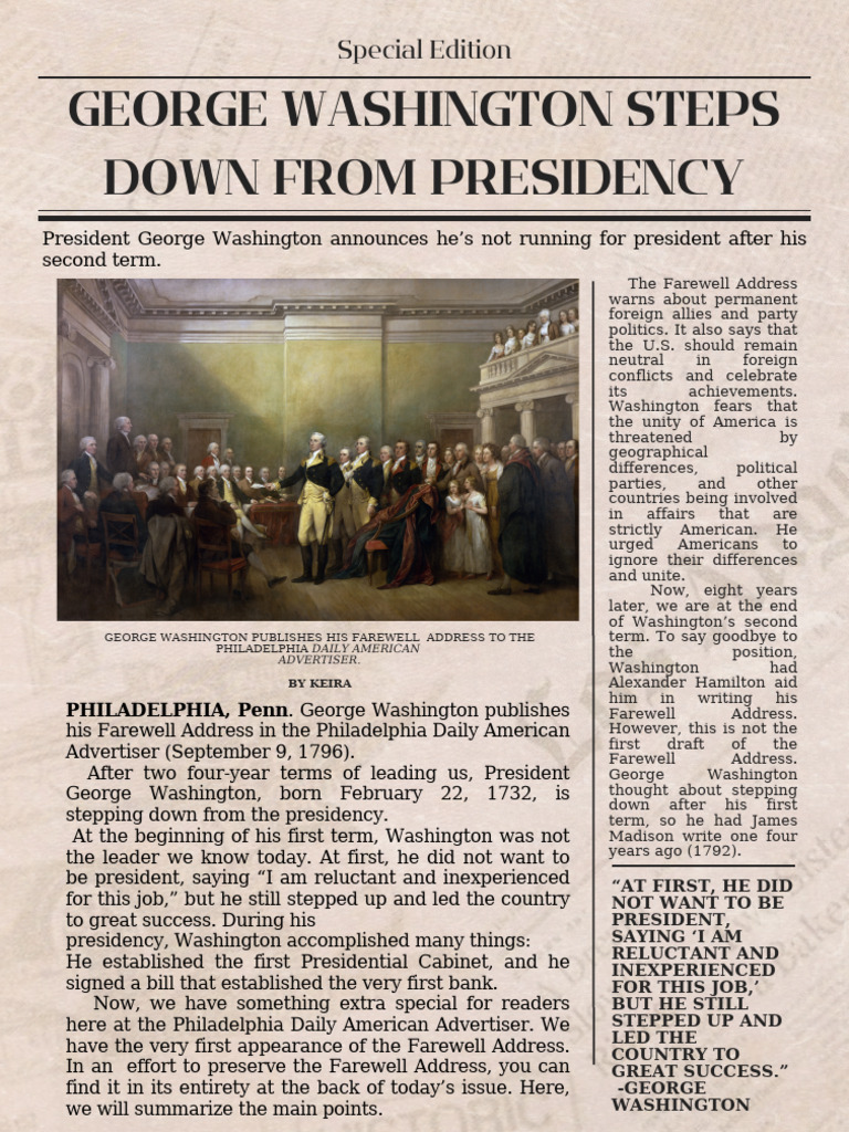Washington's Farewell Address Explained | PDF | George Washington ...