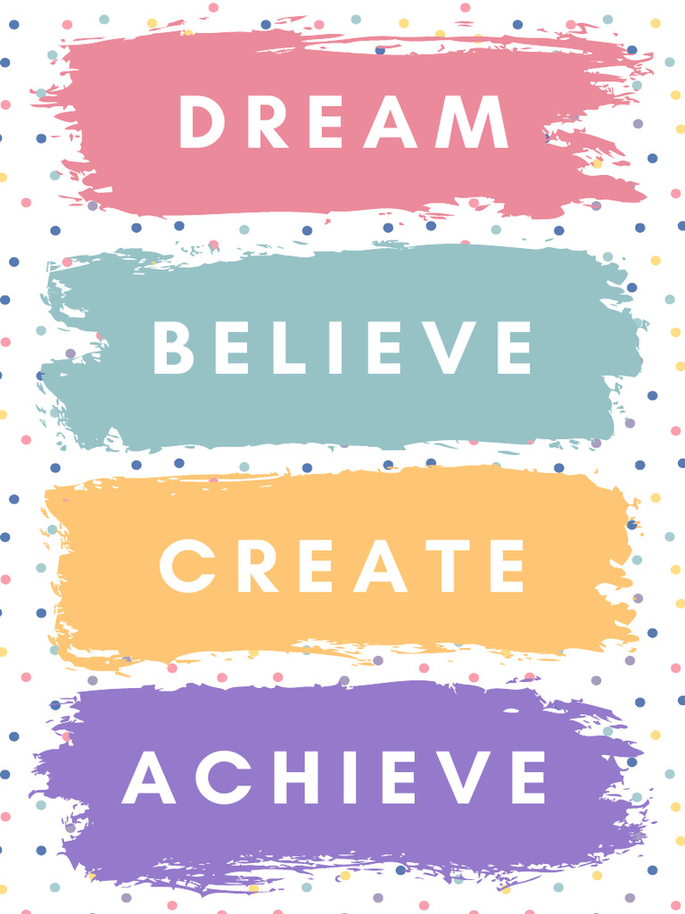 Dream Believe Create Achieve Motivation SEL Classroom Poster | PDF