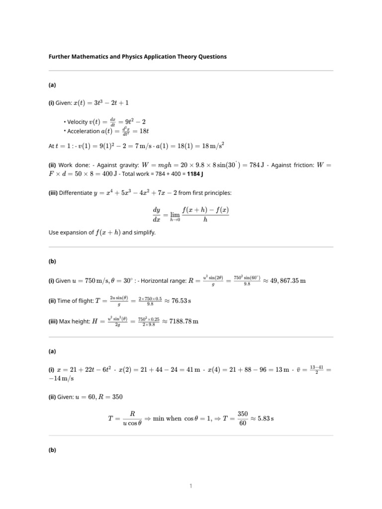 Advanced Physics and Maths Problem Set | PDF | Classical Mechanics ...
