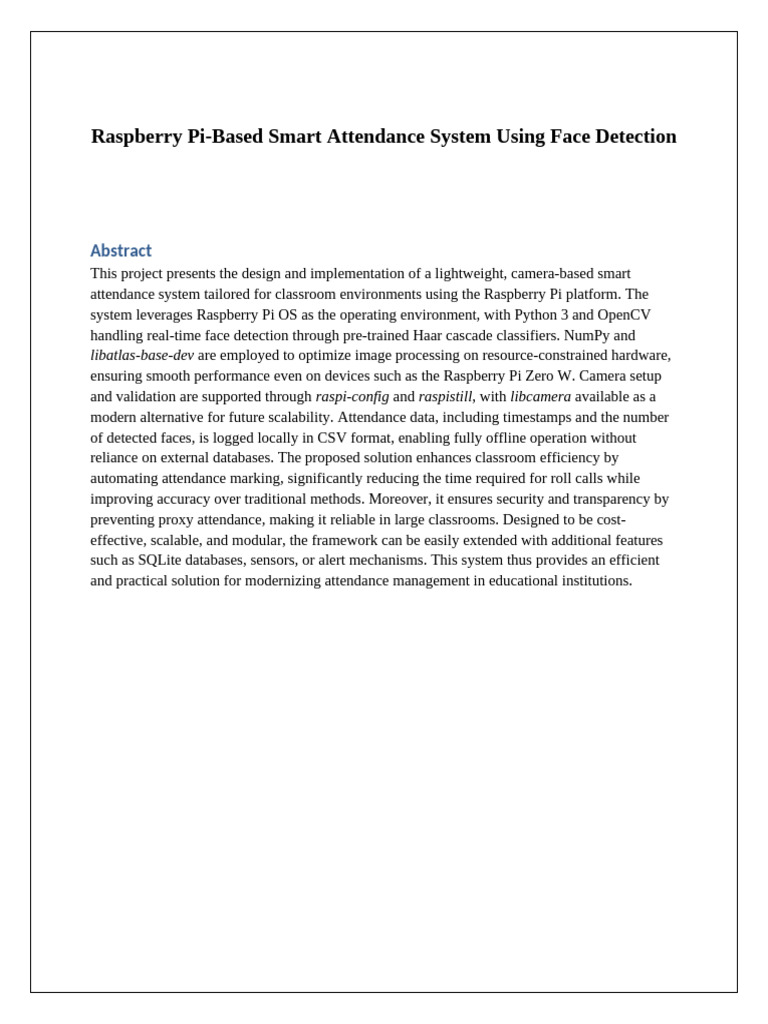 Smart Attendance System with Raspberry Pi | PDF