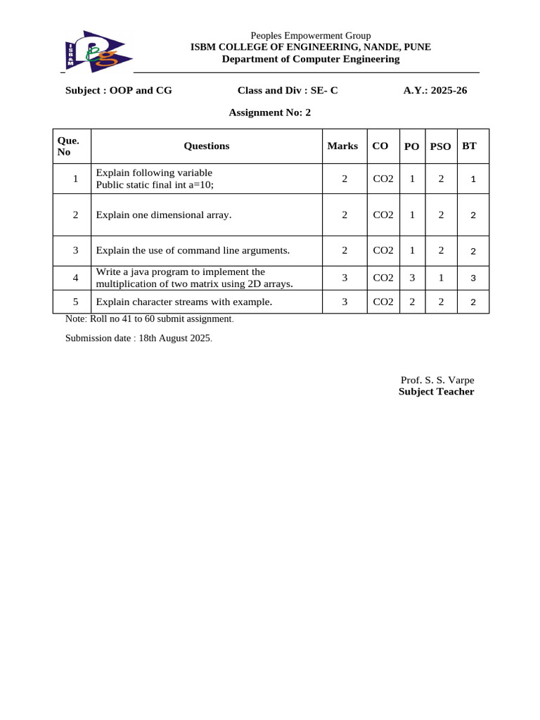 Assignment 2 For Rollno 41 To 60 | PDF
