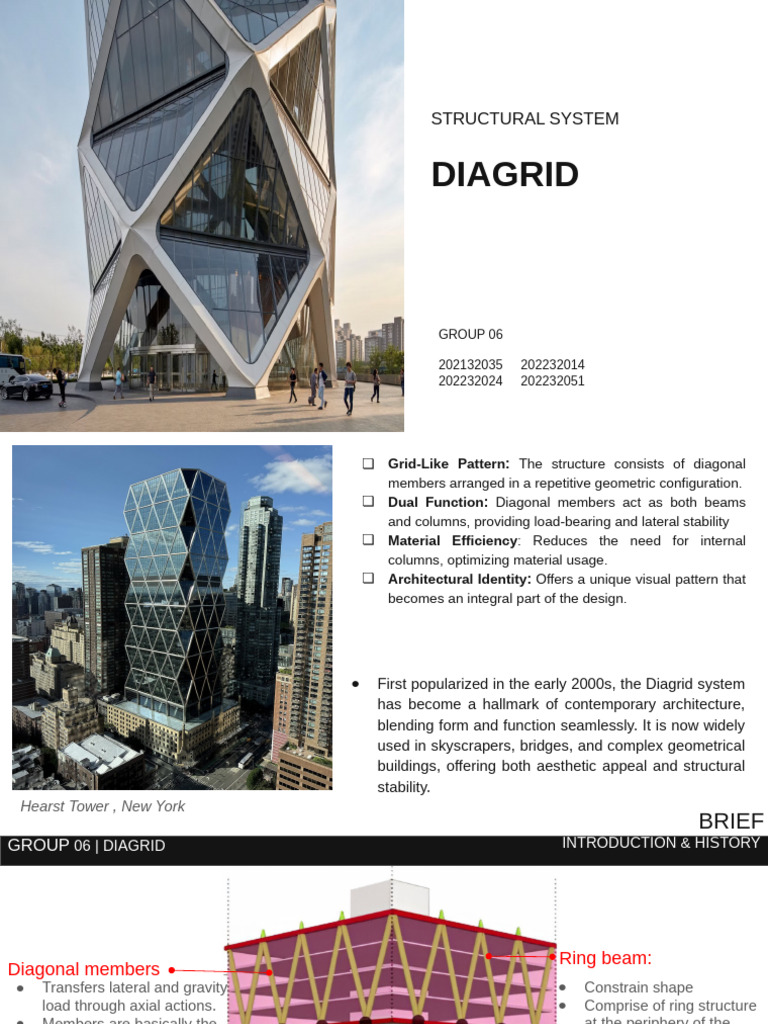 Diagrid Structural System Overview | PDF | Beam (Structure) | Concrete