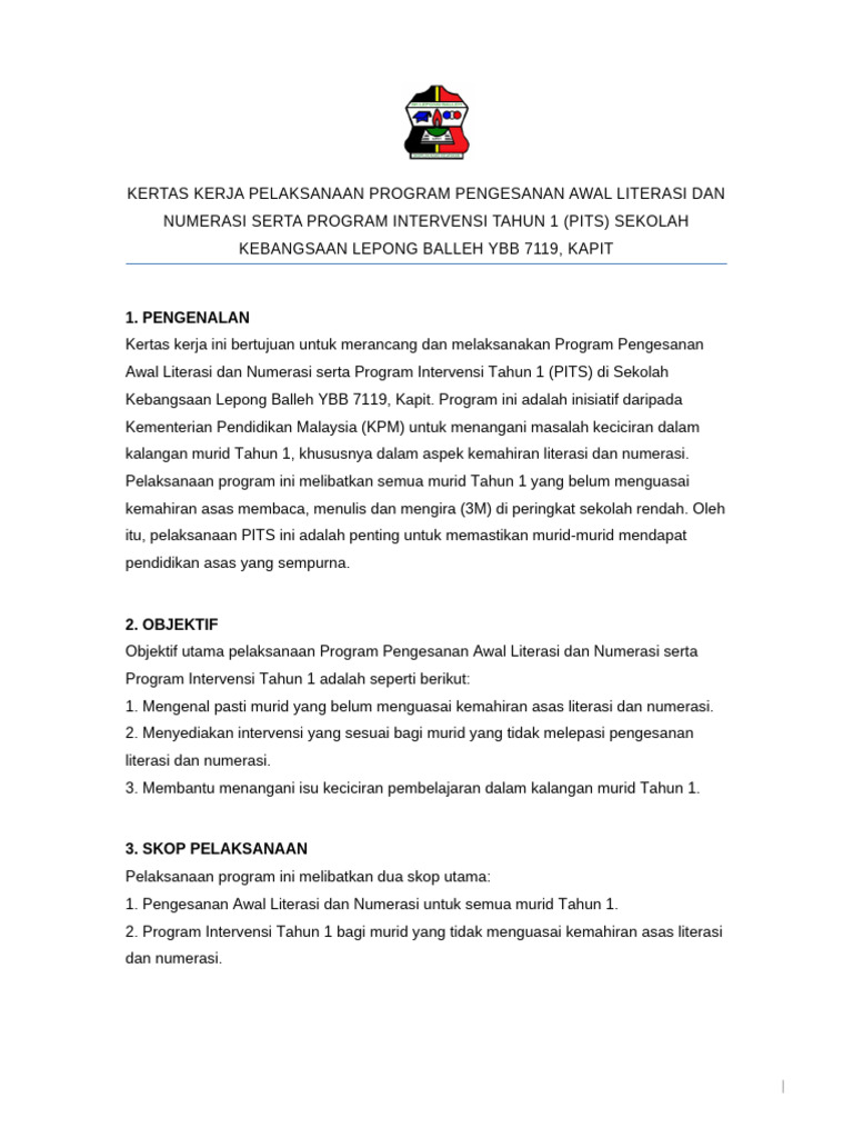 Pelaksanaan Program PITS Tahun 1 | PDF